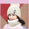 Korean Style Thick Woolen Beanie With Neck Cover And Letter Details For Cold Weather