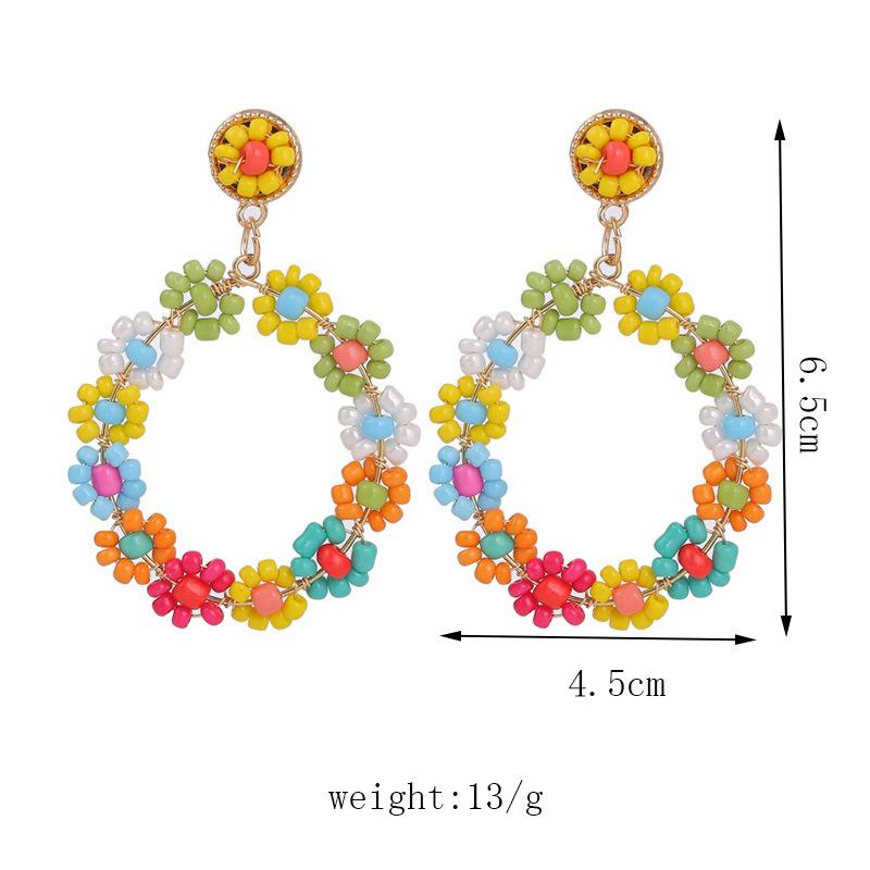 Orecchini Boho alla moda per le donne, stile colorato, orecchini dolci con fiori, gioielli, orecchini con perline floreali, accessori LXY
