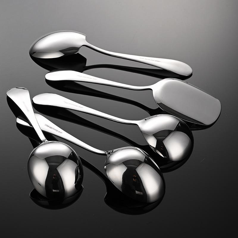 304 Stainless Steel Spoon Deepened Soup Dry Rice Spoon 010 Round Handle Thickened Ramen Spoon Small Soup Shell Porridge