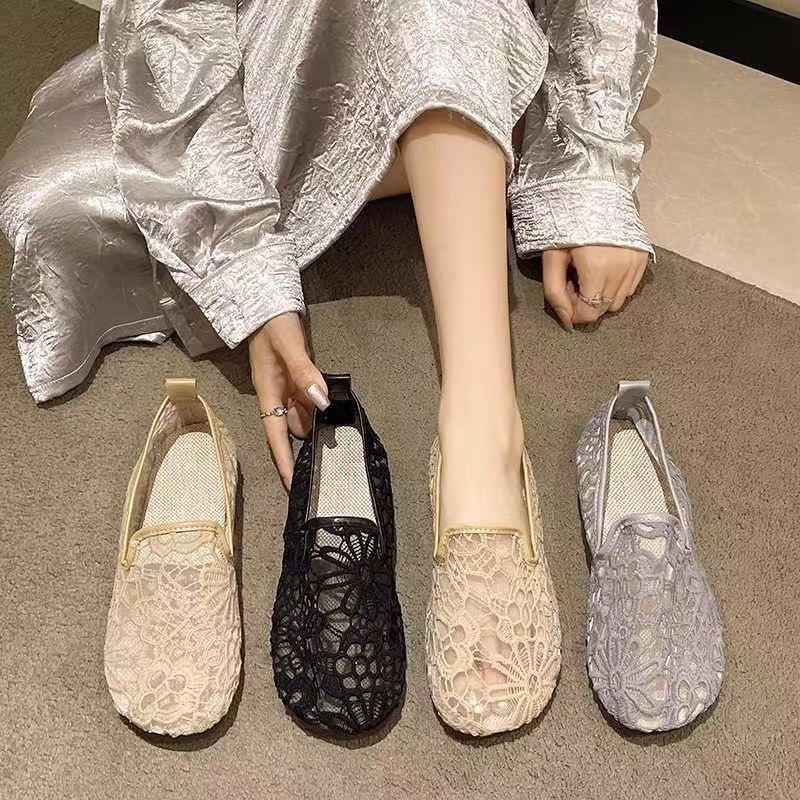 Soft-soled Mesh Mother Shoes Women's 2025 Summer New Breathable Mesh Shoes One-pedal Flat-soled Non-slip Grandma Sandals Women