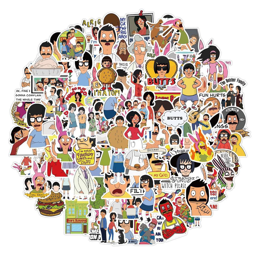 Bob's Burger Graffiti Stickers for DIY Luggage Laptop Skateboard Motorcycle Bicycle Stickers (10/50 Pcs/set)