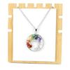 Silver Hand-Wound Colorful Crystal Gravel Curved Tree Of Life Pendant Necklace N111