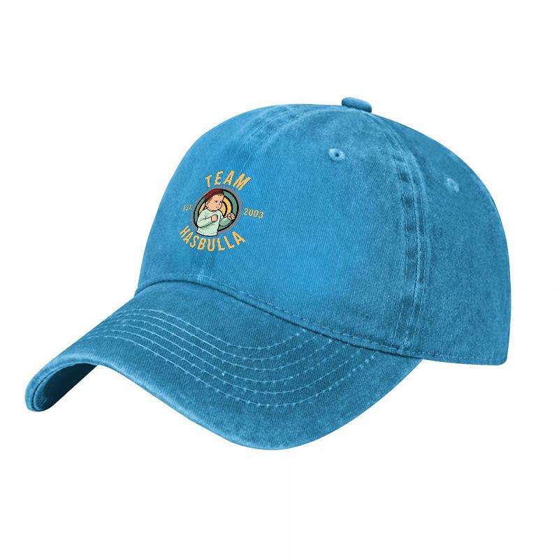 Hasbulla Embroidered Washed Cotton Baseball Cap Classic Unisex Vintage Logo Soft Structured Hat for Daily Wear