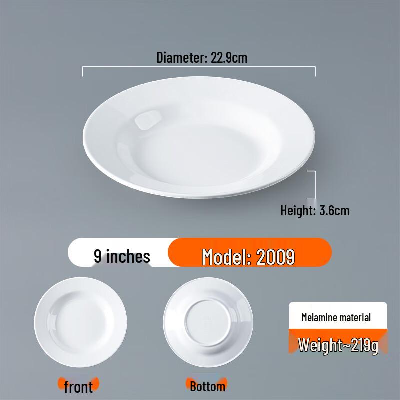 White Melamine Deep Round Plates