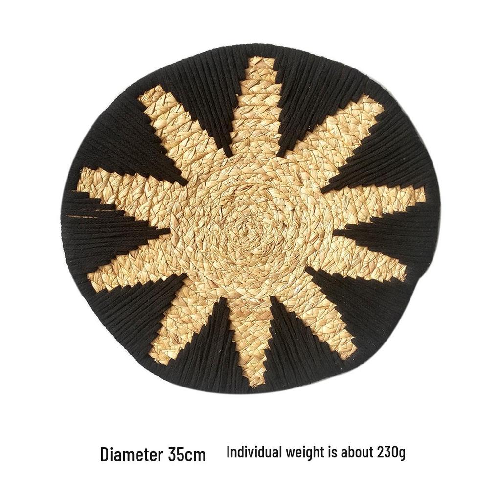 Bohemian Round Woven Straw Wall Decor for Bedroom or Dining Room