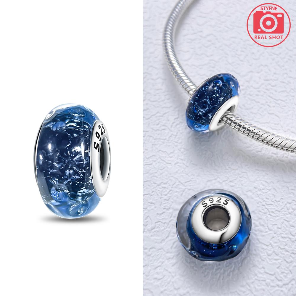 Authentic Certified Pink Glass Bead Blue Romantic Bead Charms Compatible With Bracelets Charm Bead Charms Copper Women Diy Jewellery Making