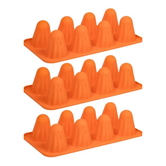 Spøkelse Silikonform Non-Stick 3D Sjokoladeformer 8-Hulrom Halloween Bakeform for Gelé Godteri Pudding Iskrem Gummibjørn Kritt Resin