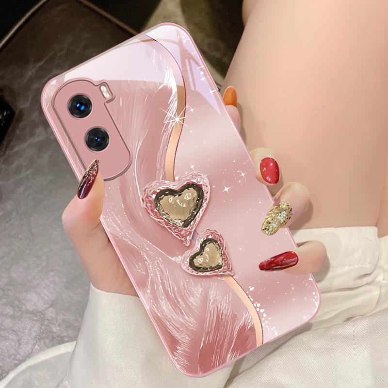 Bernstein Doppeltes Liebes-Für Honor 200 90 8X 9X Pro Lite P50 P40 Nova 10 11i P60 Magic4 6 Mate 20 50 Gehärtetes Glas Handyhülle