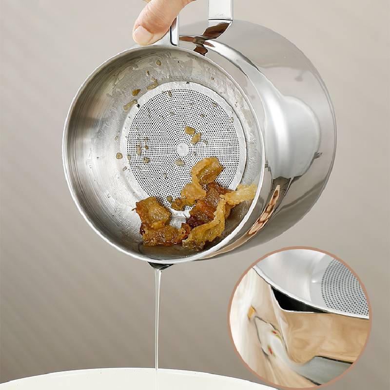 Stainless Steel Oil Bottle With Filter For Kitchen Large Capacity Oil Storage And Residue Separation
