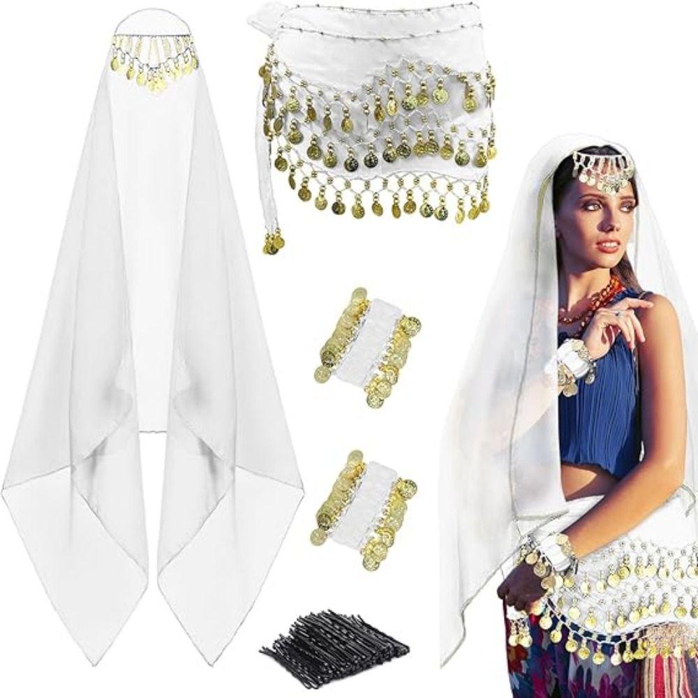 Coin Wrist Bracelets Women's Belly Dance Outfits Dance Costume Set Stage Performances
