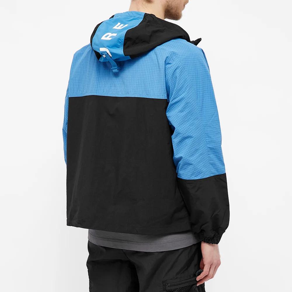 Adidas Originals FW22 Spliced Design Brand Logo Print Drawstring Hooded Windbreaker Men Windbreaker Blue Black H09053