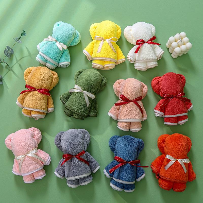 3Pcs Bear Face Towels, Random Colors, Coral Fleece Bear Towels, Face Towels, Gift Box Set, Stylish Towel Bear, Wedding, Birthday, Return Gi
