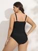 Dámské evropské a americké jednodílné plus size bikiny: Kostým s kosticemi, Jednobarevný, Dvojitá ramínka, Zeštíhlující střih.