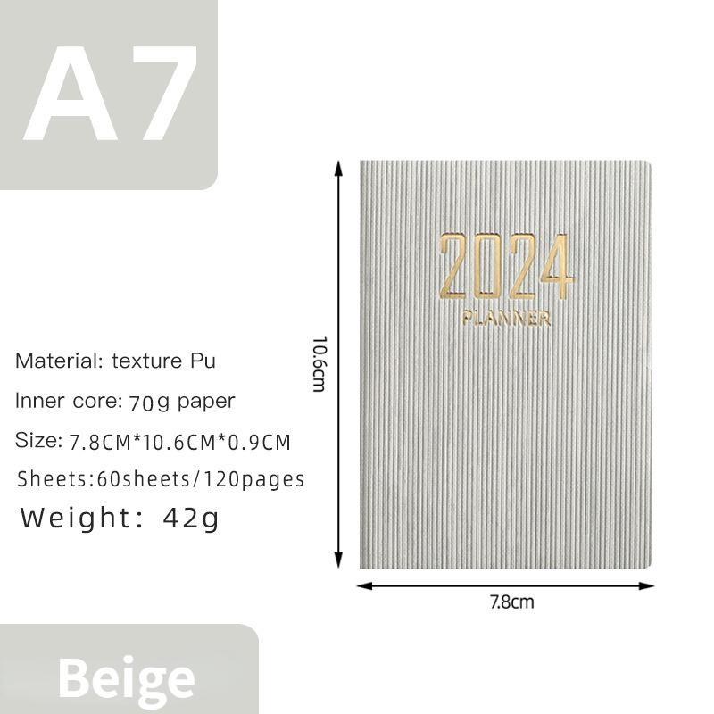 

Справочник на 2024 год, английская повестка дня, ежедневник формата А7, портативный карманный планировщик, портативный планировщик A7 бежевый