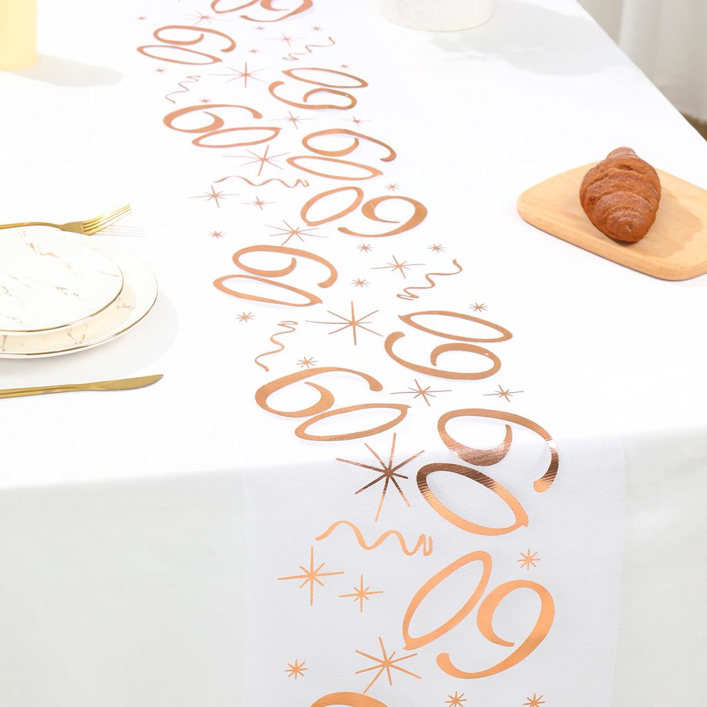 18 30 50 60 70th Birthday Table Runner Birthday Table Party Supplies Rose Gold Hot Stamping Mesh Table Runner Birthday Decor