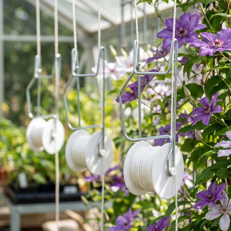 Tomaten-Rollhaken Seil Gewächshaus Gemüseanbau Stütze Aufhänger Ranke Spalier Schnur Hängehaken Gartenpflanze Kletterklemme