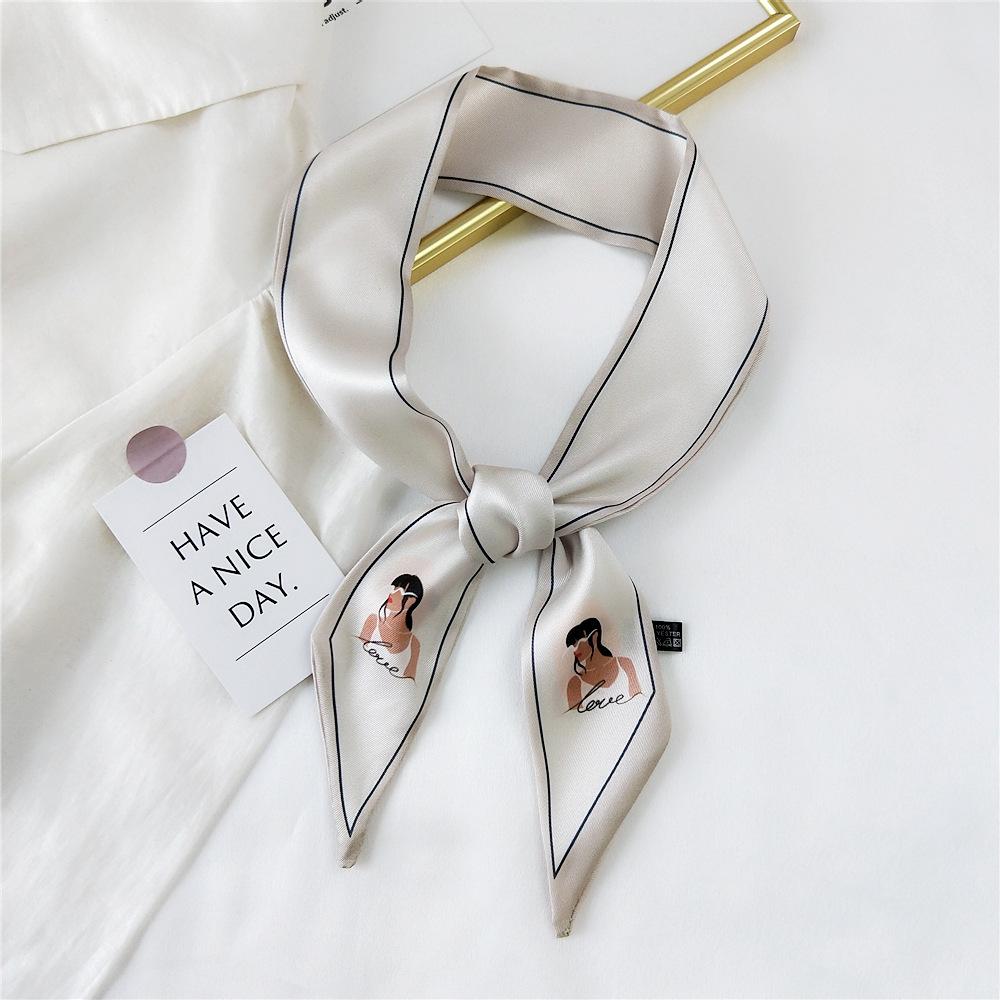 Decorative Simple Texture Silk Scarf Women'S New Style Spring And Autumn Summer Fashion Versatile Headscarf Work Scarf