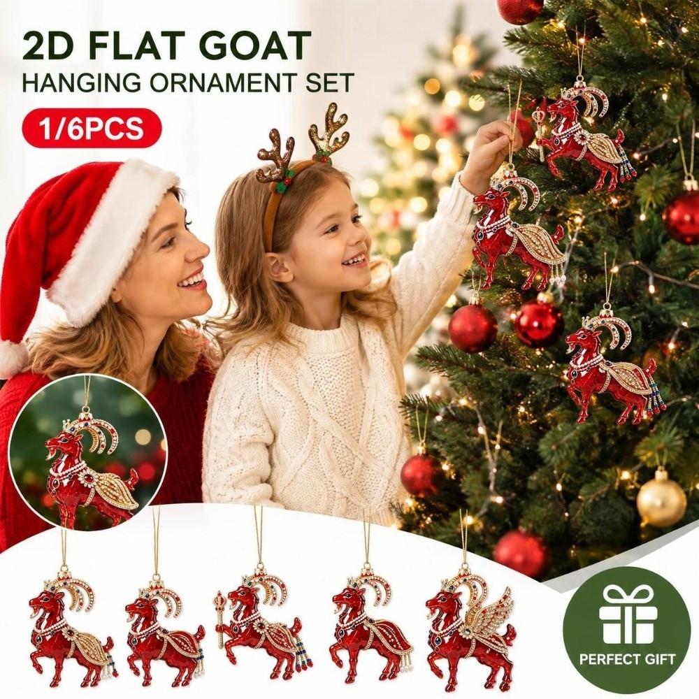 2D Flat Goat Hanging Ornament Set Acrylic Shining Animal Hanging Decoration Simulation Artificial Rhinestone Keychain Bag Charms