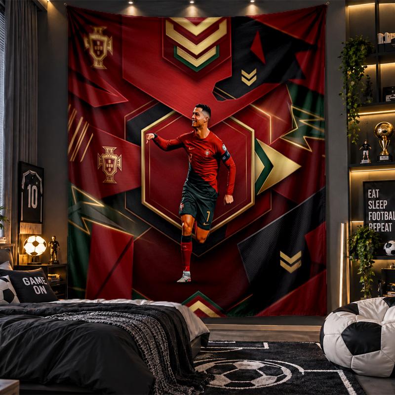 Wall Hanging Tapestry Cristiano Ronaldo Print Cloth for Living Room Bedroom Home Decor