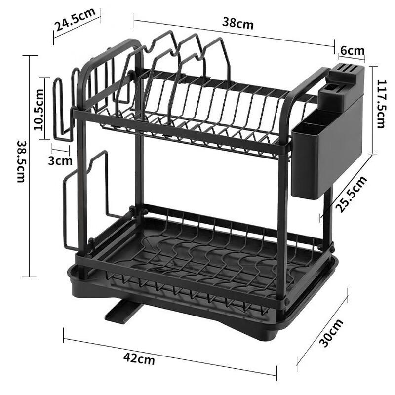 ZISIZ Kitchen Double-Layer Dish Drying Rack