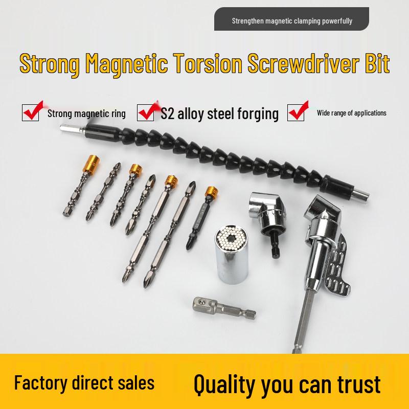 Universal Flexible Shaft Electric Screwdriver with Magnetic Double-Headed Cross Bits