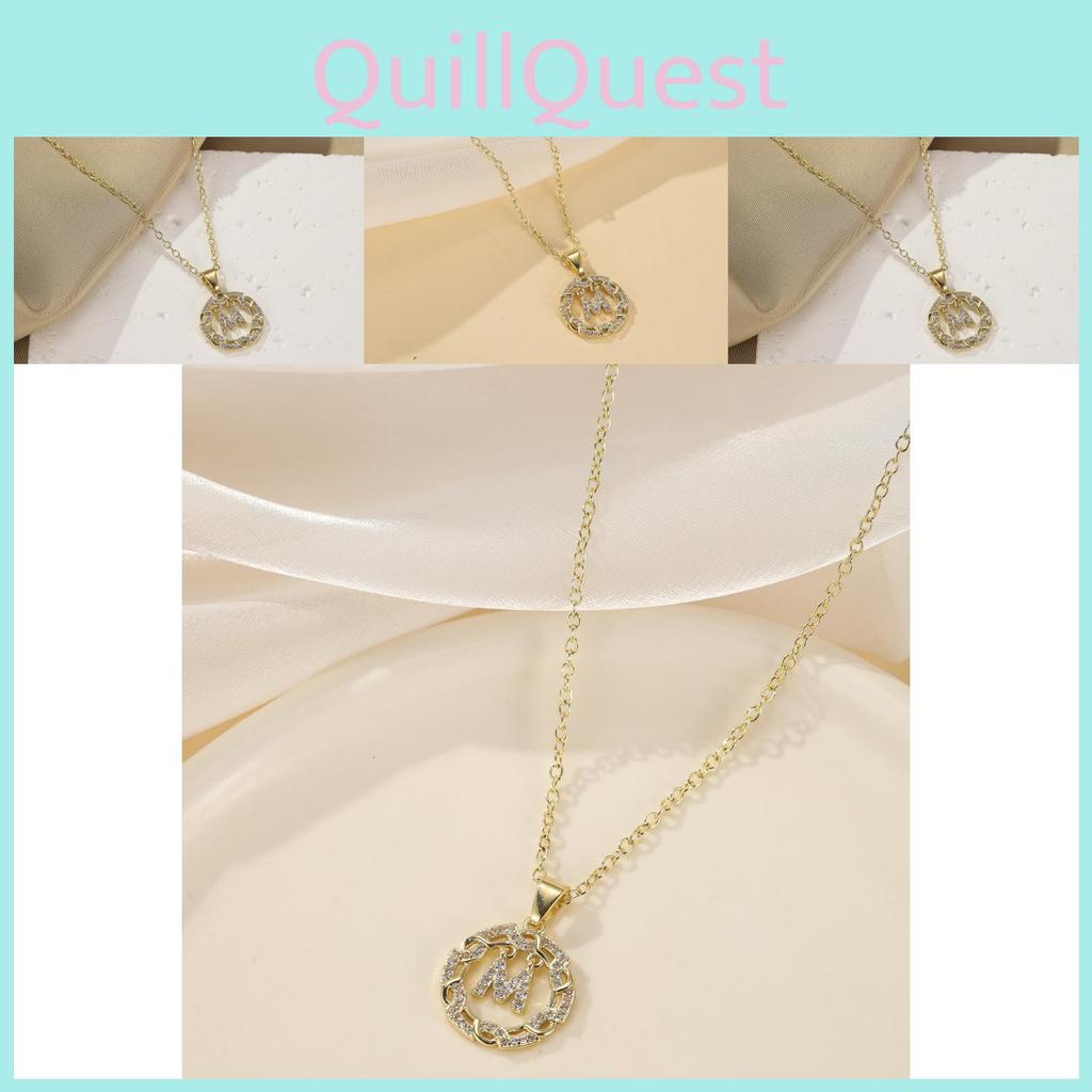 Trendy Copper M Pendant Necklace With Dazzling Zircon Stone Geometric Style Perfect For Everyday Wear