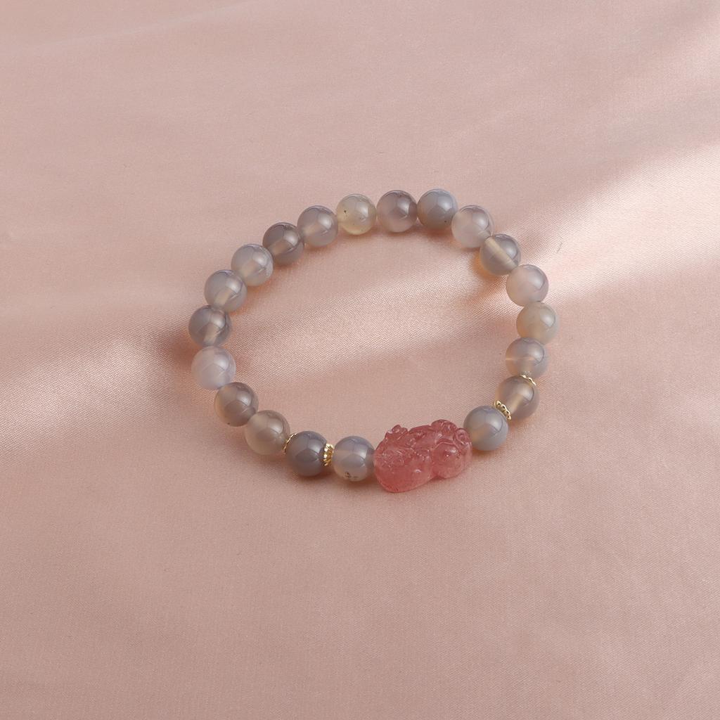 Douyin Live Bransoletka z Kryształem Truskawkowym Kamieniem Księżycowym Styl Chiński Pixiu Kryształowa Bransoletka Prezent dla Dziewczyny Bransoletka