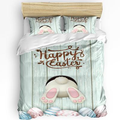 3pcs Bedding Set Easter Bunny Eggs Holiday Animal Home Textile Duvet Cover Pillow Case Boy Kid Teen Girl Bedding Covers Set