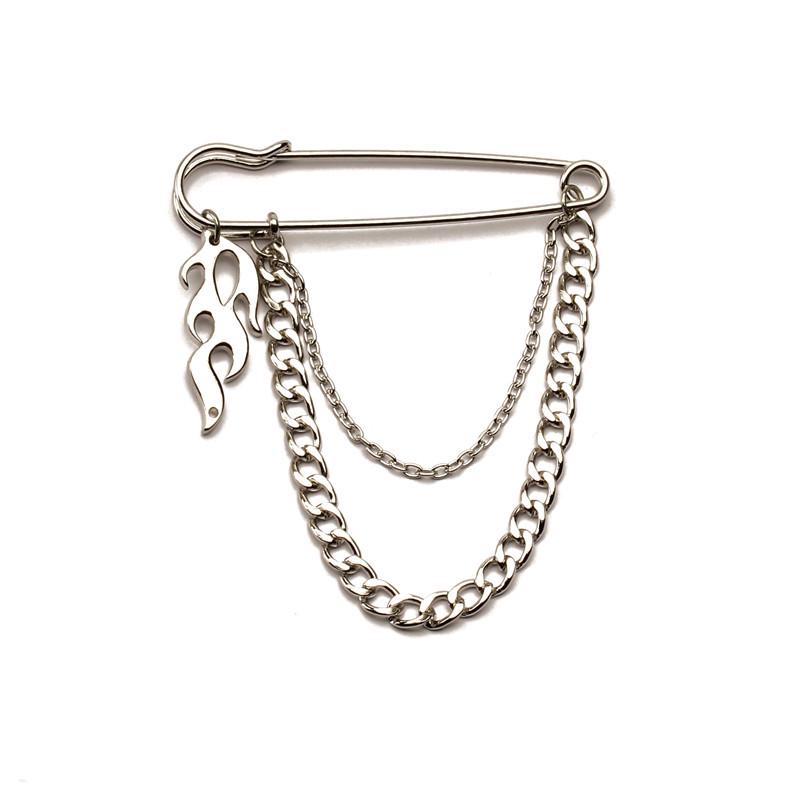 Korean Harajuku Style Metal Chain Brooch – Trendy Hip Hop Street Fashion Accessory for Men and Women