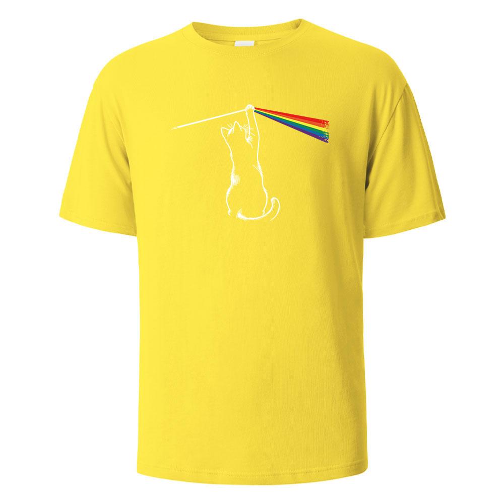 Cat Light Simplicity Printed Mens TShirts 100Cotton Breathable Comfortable Tops For Men Summer Oneck Oversize Men Clothing