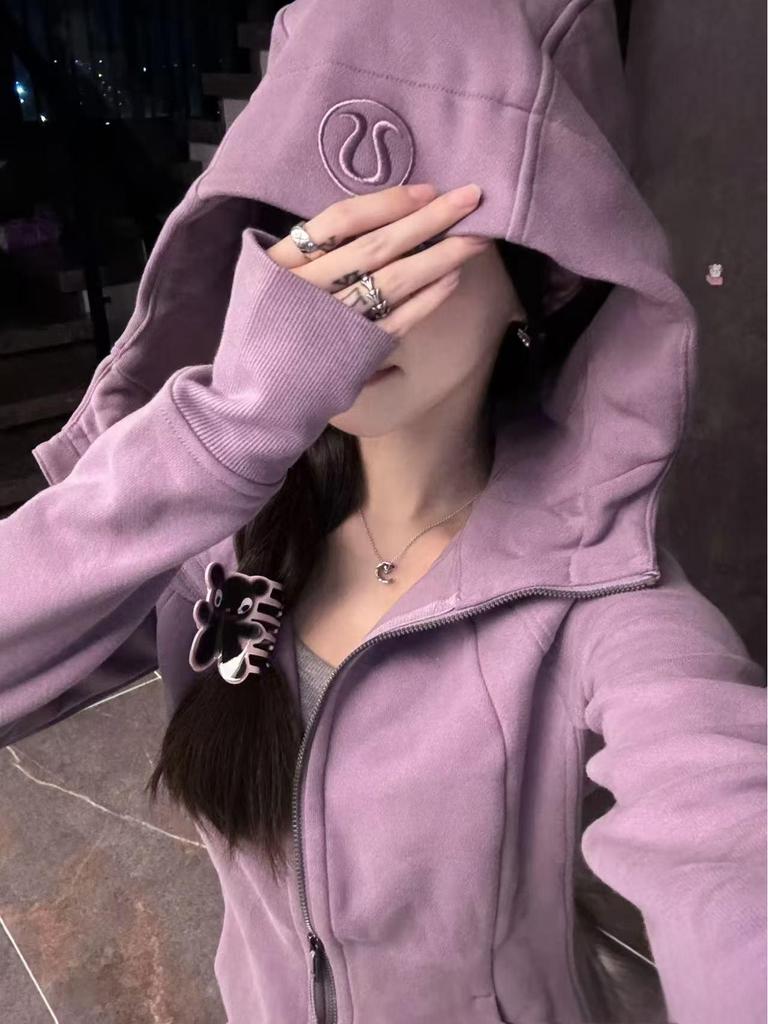 Sweat à capuche zippé intégral Lulu Original pour femme - Coupe ajustée - Veste de sport décontractée pour le yoga