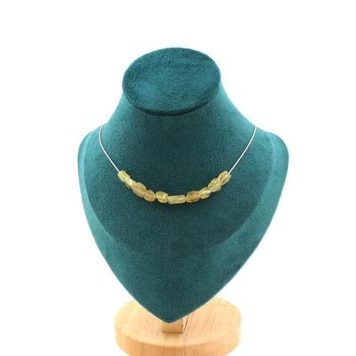 Stones and Minerals. Necklace of 10 Yellow Apatite Beads from Madagascar. Steel Chain Necklace Women, Men. Customizable Size.