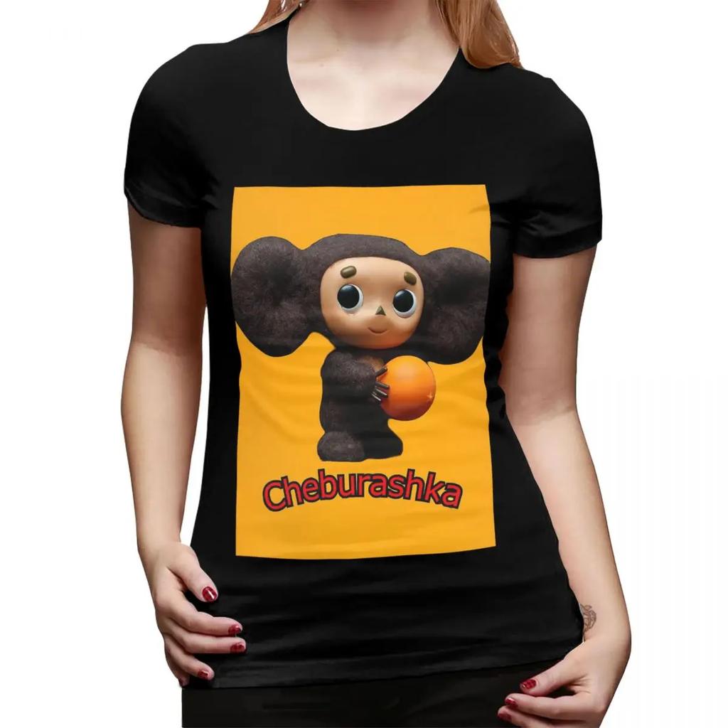 Cheburashka TShirt for Women Round Neck Streetwear T Shirts Womens Tees Short Summer Clothes Tops