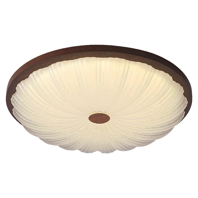 2025 Chinese Style Walnut Ceiling Light: Retro Round Design for Bedroom & Study