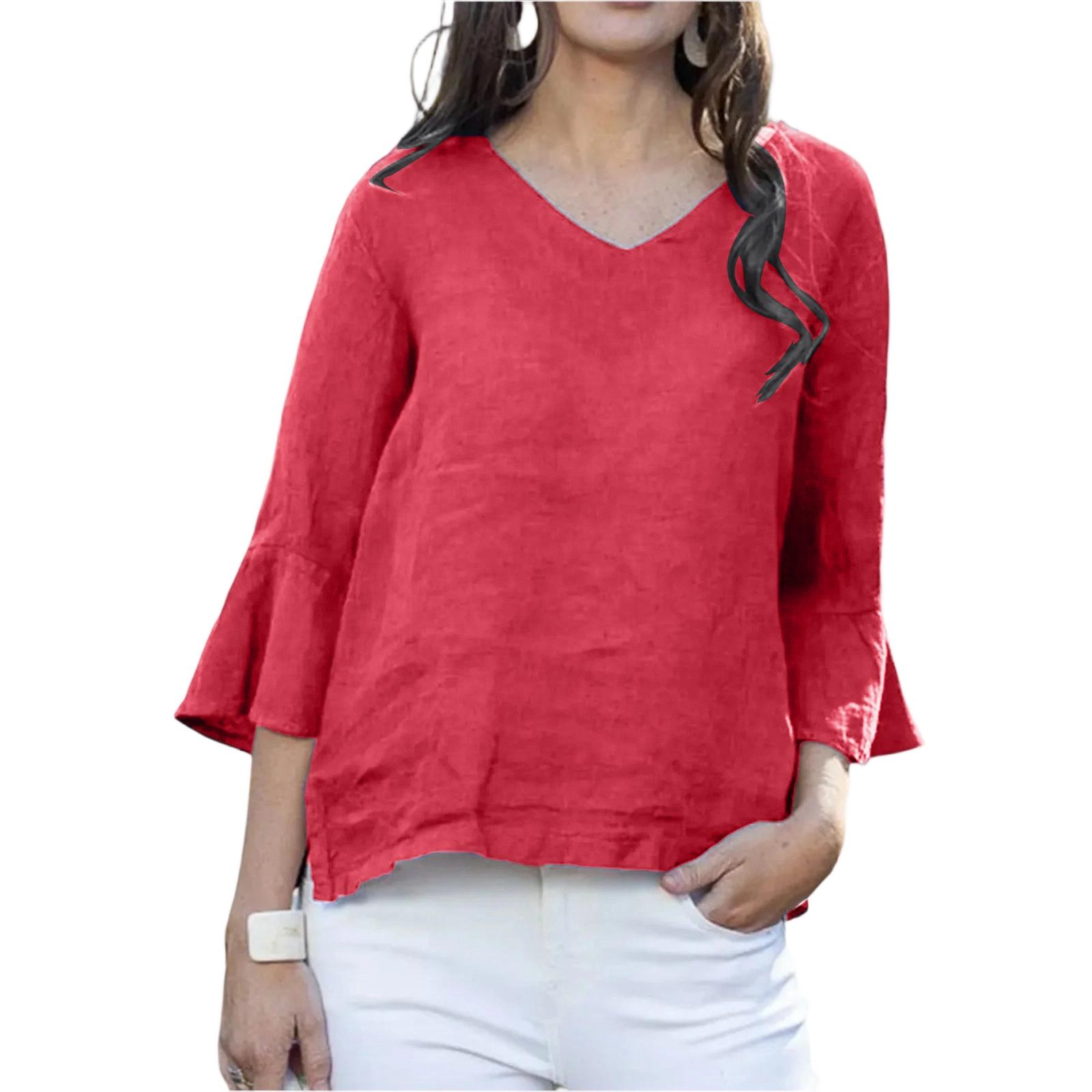 Women s Fashionable Casual -color Top L красный