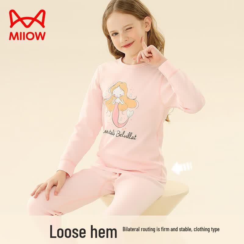 Girls' 100% Cotton Thermal Underwear & Pajama Set