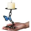 Matte Black Iron Pillar Candle Holder with Magnetic Butterfly Retro Decoration for Living Room, Creative and Interesting