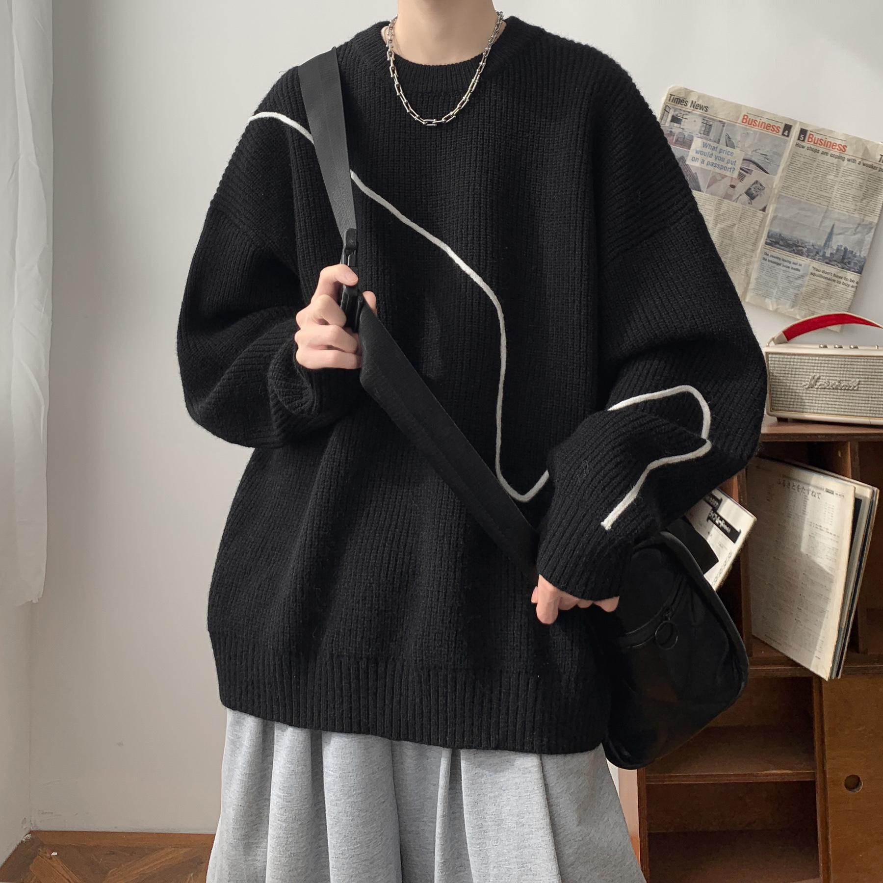 

2024 Осень Зима Мужской Круглый Вырез Мультфильм Свитер Мужской Повседневный Трикотаж Пара Свитер Топ M чёрный