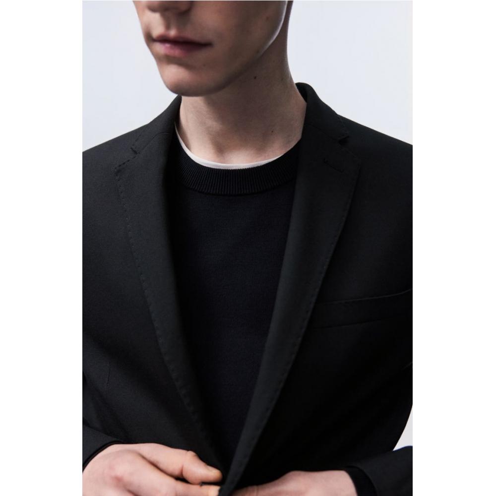 H M Single Breasted Jacket sliM Fit Black