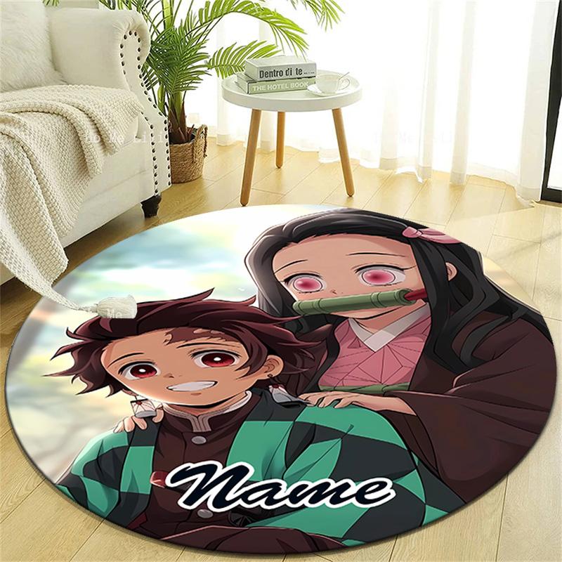Personalized Demon Slayer Round Chair Office Rug - Perfect for Mat, Office Chair & More - Ideal Gift for Birthdays and Holidays