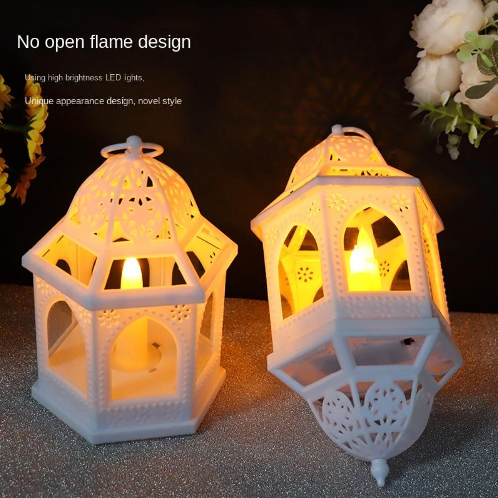 Bronze LED Lantern Light Plastic Eid Mubarak Light Creative Ramadan Decoration Muslim Islamic