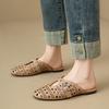 Fashion New Women's Cowhide Round Toe Breathable Belt Buckle, Low Heel, Large Toe, Mueller Slippers, Perforated Shoes 44 45 46 47 48