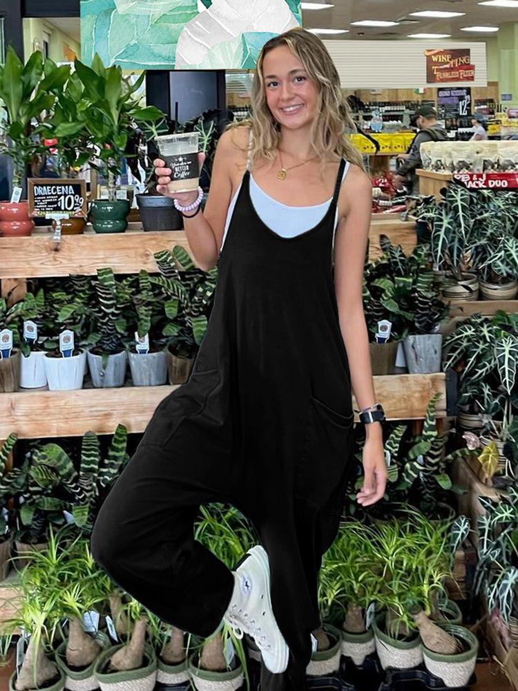 Lässiger europäischer & amerikanischer einfarbiger vielseitiger lockerer Jumpsuit