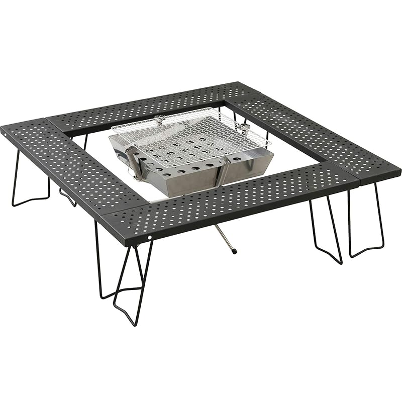 

[Campers Collection Yamazen] table camp outdoor (Bonfire barbecue) Free combination (hearth style) low table) black TT-8366