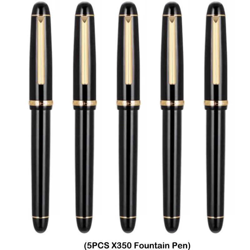 1/5 PCS JINHAO X350 Fountain Pen Calligraphy Metal Writing Ink Pen Golden EF F Nib Business Office School Supplies Stationery