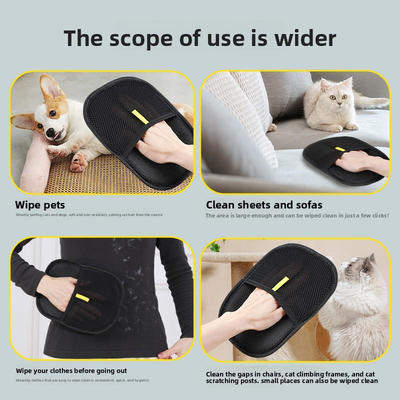 Pet Electrostatic Hair Removal Gloves Two-way Bristle Sticky Hair Removal Artifact Cat Dog Pet Essential Gloves Cat Hair Cleaning