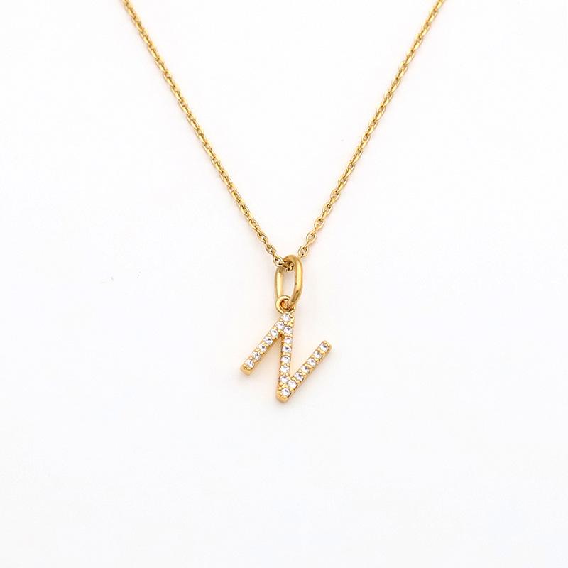 Jewelry Stainless Steel Full Diamond 26 English Letters Pendant Necklace Female Niche High-End Sense Collarbone Chain Does Not Fade