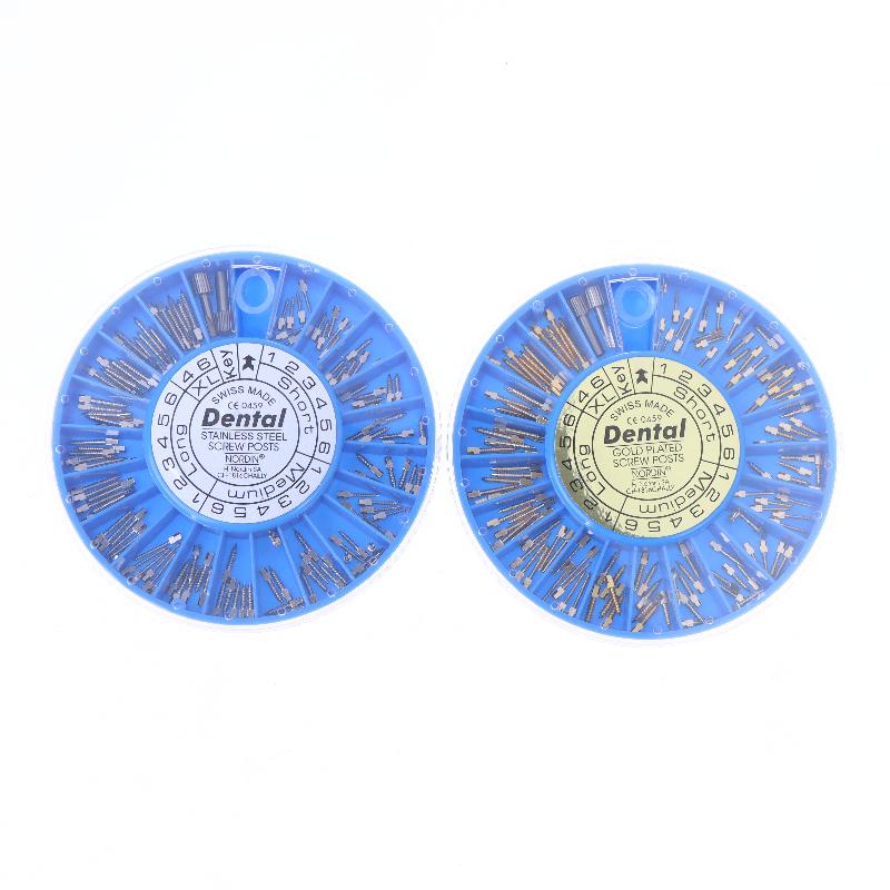 120 Pcs/Box Dental Endodontic Conical Screw Post Endo Root Canal Pins Pure Titanium Gold Plated Stainless Steel Material