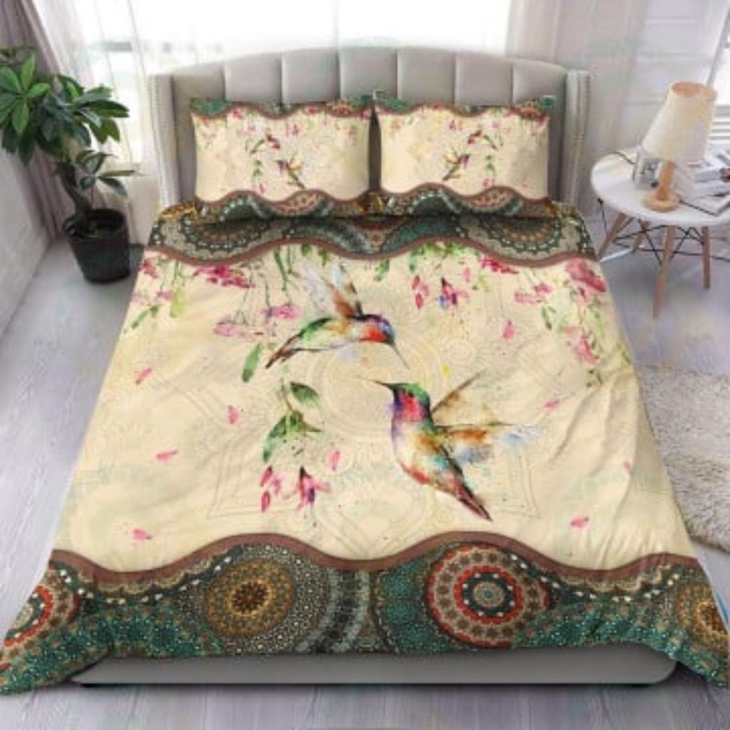 Tmarc Koszulka Kolekcja Letnia - Premium Poszewka na Kołdrę z Kolibrem Zestaw Dekoracja Sypialni Poszewka na Poduszkę