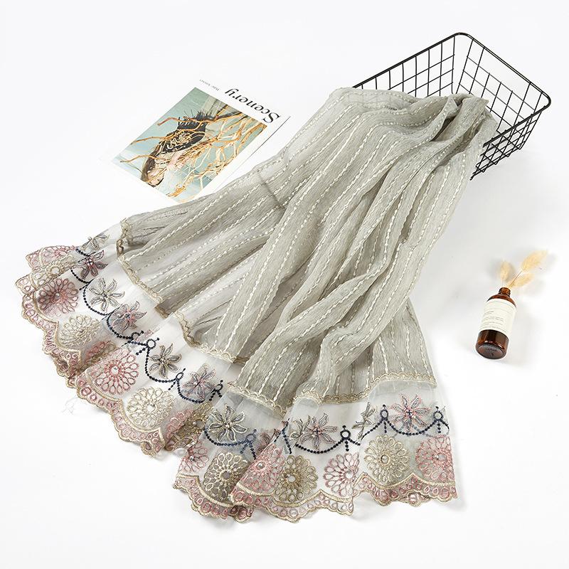 

Malaysia s New Lace Pearl Women s Scarf Fashion Imitation Silk Headband Scarves 80x180cm